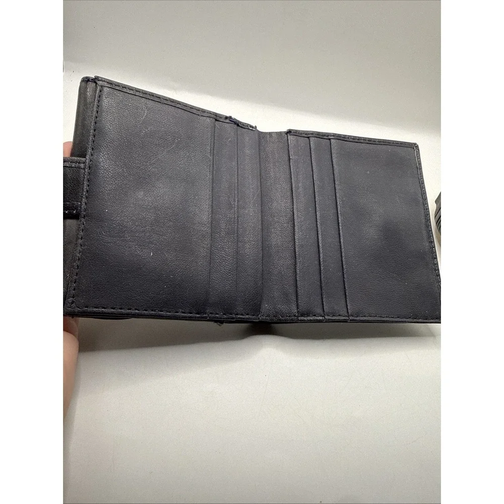 Vintage Leather Tommy Hilfiger Trifold Wallet Black